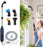 Electric Plant Waterer, High Reach Telescopic Watering Wand with 3 Speeds, 4 Spray Nozzles, 2400mAh Rechargeable Battery, Battery Powered Sprayer Wand for Indoor Outdoor Plants by Unknown
