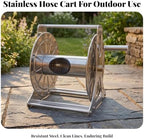 Heavy Duty Hose Reel with Hand Crank | Stainless Steel, Manual, Hardware, for Garden, Gardeners, 50M - Image 4