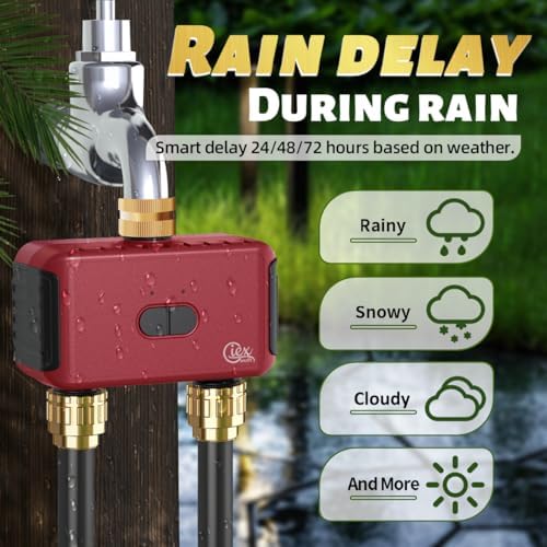 GIEX WiFi 2-Zone Sprinkler Timer GX-03, Smart Garden Irrigation Controller for Hose Faucet, Works with Tuya and Smart Life App, Automatic Watering System - Image 2