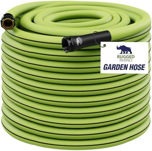 RUGGED RHINO Heavy Duty Garden Hose 25ft x 5/8in, Green and Black by RUGGEDRHINO
