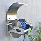 Mobile Hose Reel, Stainless Steel Garden Hose Reel Heavy Duty Hose Reel with Cover Wall/Floor Mounted Metal Water Hose Reel Retractable for Medium-Sized to Large Gardens,Rack+40mHose - Image 7