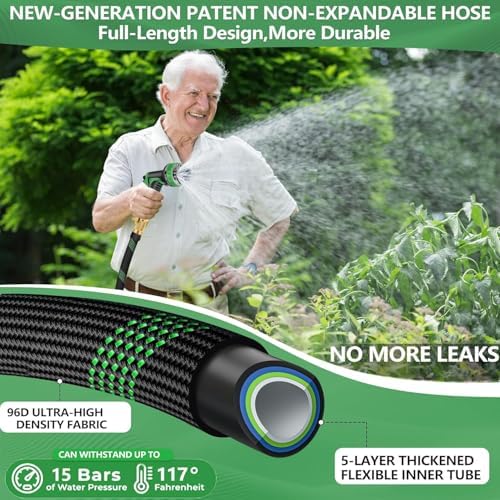 50 ft Garden Hose, Flexible Ultra Lightweight Durable Garden Hose, Kink-Free Water Hose with 10 Function Sprayer - Non-Shrinking Garden Hoses, Easy to Store,All-Weather, Car Washing Pipe Garden Hoses - Image 3