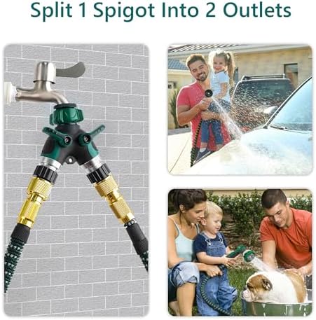Diivoo Hose Splitter 2 Way, Heavy Duty Metal Y Spigot Splitter, High Flow Hose Connector, Easy Grip Faucet Splitter, Solid Hose Bib Splitter for Outdoor Gardening Hoses, 3/4" Standard - Image 4