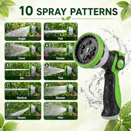 Garden Hose 25 FT, Non-Expanding Water Hose with 10 Pattern Spray Nozzle - Image 3
