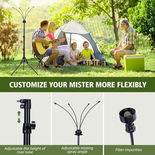Standing Misters for Outside Patio,Adjustable Height (up to 5.25FT) with 26.2FT Water Supply Line, Patio Misting System for Cooling Outdoors,Portable Mister for Patio,Backyard Pool and Garden - Image 3