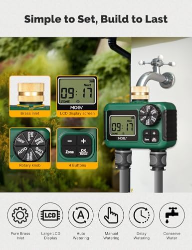 MOES 2 Zone Sprinkler Timer for Garden Hose,Brass Inlet Water Timer - Image 4