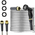 Stainless Steel Garden Hose 125ft Heavy Duty Metal Water Hoses with 10 Function Water Hose Nozzles for Yard Outdoor by Unknown