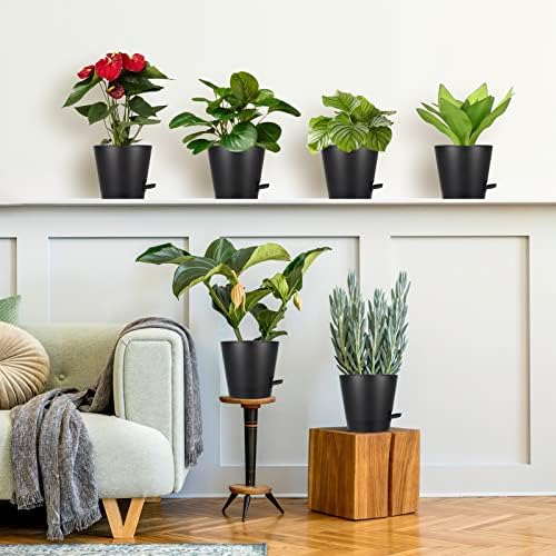 8 Inch Self Watering pots for Indoor, 6 Pack Plastic Plant Pots with Drainage Holes, Black - Image 2