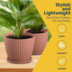 Pink 6-Inch Plant Pots with Drainage & Saucers 24 Pack, Indoor & Outdoor Planters for Houseplants, Herbs, and Flowers, Durable & Weatherproof Material, Stackable, Lightweight, Minimalist Design - Image 3