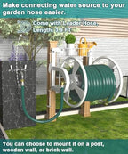 Artigarden Outdoor Wall Mounted Hose Reel with Hook, Garden Heavy-Duty Water Hose Holder Winder with 3.9 ft Leader Hose, Brass Fitting and Storage Basket for Yard, Holds 125 Ft of 5/8-Inch Hose, White - Image 2