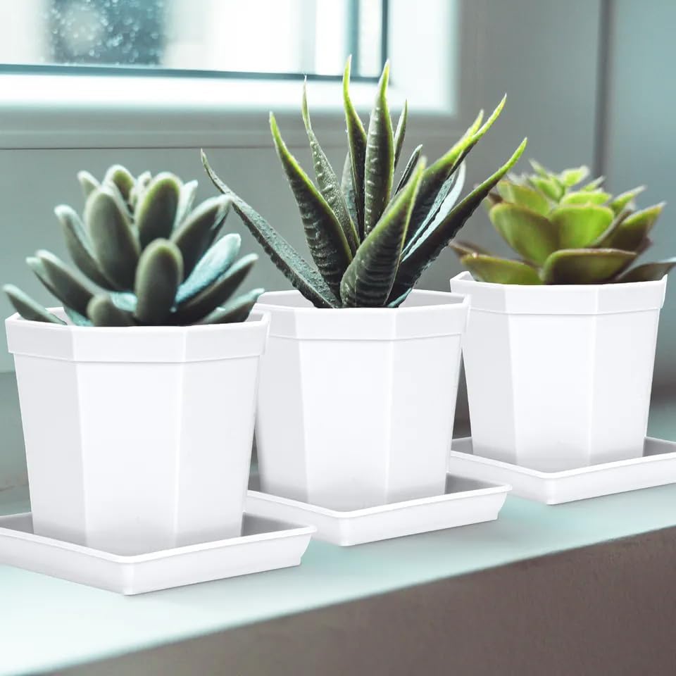 LWALRS 4 Pack Square Plant Saucer 18 Inch, Durable Plastic Plant Saucer, Heavy Duty Plant Pot Saucers, Planters for Indoors and Outdoors Plants，Large Deep Plant Trays for Pots, - Image 3