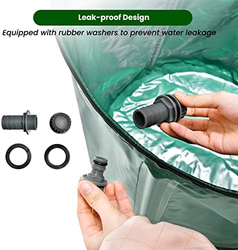 Goplus 53 Gallon Collapsible Rain Barrel, Portable Rain Barrels to Collect Rainwater from Gutter, Rainwater Collection System, Water Storage Tank Catcher Container with Filter Spigot - Image 4