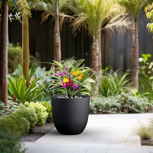 Kante Large Round Bowl Black Concrete Planter 18" Dia, Outdoor - Image 6