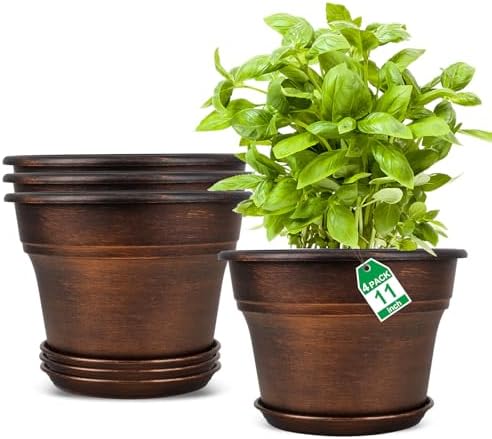 Fodetyff Planters-Plant-Pots-Indoor-Outdoor, 11 inch 4 Pack Copper by Fodetyff