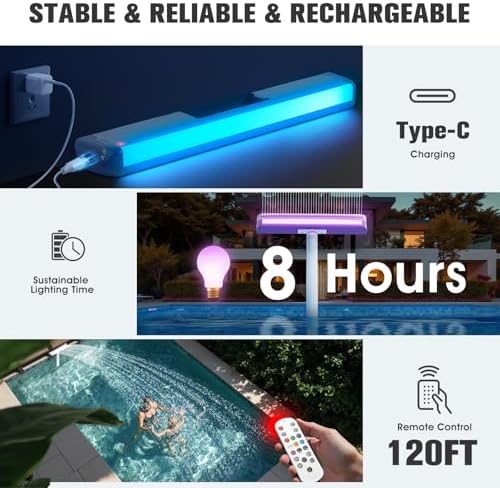 Upgraded Pool Fountain with Remote - Adjustable Waterfall Pool Sprinkler Fountains with Lights, Spray Water Fountains for Above Ground and Inground Pool for Cooling, White - Image 5