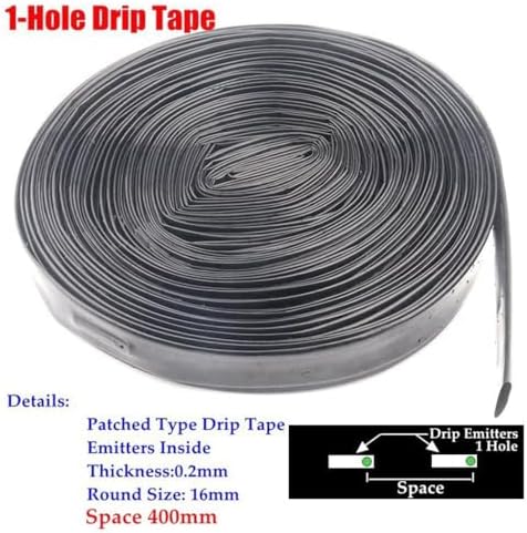 16mm 1-Hole Irrigation System Garden, Drip Irrigation Greenhouse Irrigation Drip Hose Tape Micro Irrigation System Seepage Pipe 1pcs (Color : Space 400mm, Size : 100m(2RollsX50m)) - Image 2