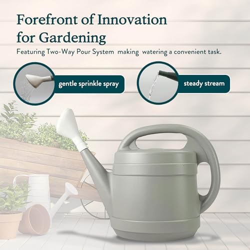 Standard Watering Can - Plant Watering Can - Small Plastic Garden Water Pot for Indoor Outdoor Plants Flowers by The HC Companies, 2 Gallon, Cool Gray - Image 3