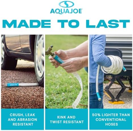 Aqua Joe Marine-Grade Fiber Jacket RV Water Hose, 50 Ft - Kink-Free, Lightweight, Flexible Hose for Outdoor Cleaning, Gardening, and Marine Use - Image 3
