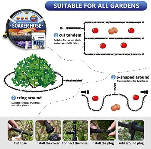 2 Pack Soaker Hose 25 FT for Garden Bed, 1/2’’ Rubber Garden Soaker Hoses 50 FT, Drip Irrigation Watering Hose for Vegetable, Tree, Lawn Yard(2 Pack 25 FT) - Image 4