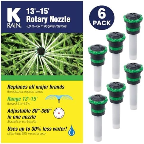 K Rain 80°-360° Adjustable Rotary Nozzle 13'-15', 6 Pack - Image 2