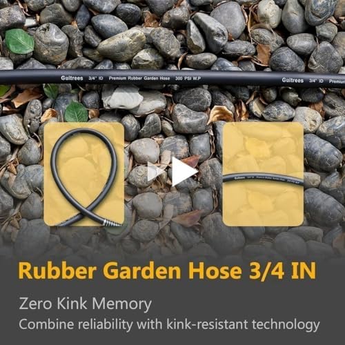 Guitrees 200FT 3/4 Heavy Duty Rubber Garden Hose - 200psi Working, 1000psi Burst - Hot/Cold Water - Five-Layered Braiding for Durability - Versatile for Gardening, Agriculture, Construction(Black) - Image 3