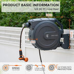 Giraffe Tools Retractable Garden Hose Reel 5/8" 90FT Auto Rewind Wall Mount - Image 3