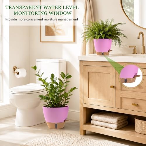 Self Watering Pots for Inoor Ourdoor Plants 10/9/8/7/6.5 Inch, 5 Pack - Image 5