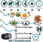 AMRITA 3/8"Soaker Hose KIT, 50ft 1Pack Garden Drip Hoses Plastic Couplings - Image 2