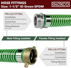 Gloxco Heavy Duty EPDM All Weather Suction Hose Assembly, Black Tube, Lime Green Helix, 1-1/2" Inside Diameter with Male x Female NPSM Pinlug Fittings Installed, 10 ft Length - Image 7