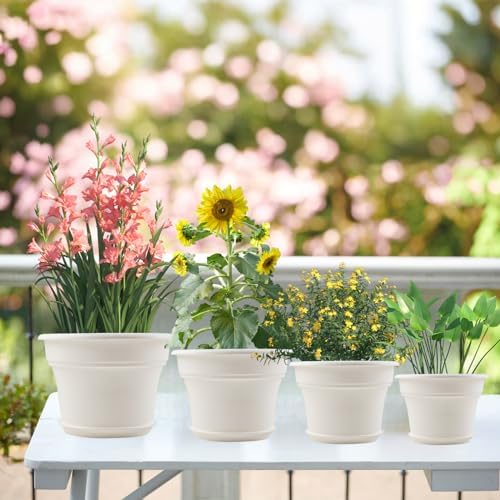 Pottiffe Plant-Pots-Planters-Indoor-Outdoor, 16 inch 4 Pack White - Image 5