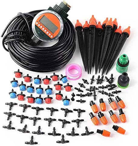 Home Garden Adjustable Automatic Drip Irrigation Misting Spraying Kit with Water Timer Vegetable Flowers Watering Equipment(15m kit) - Image 4