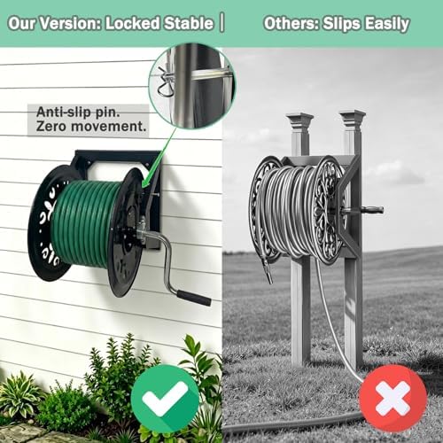 Wall Mounted Hose Reel for Outside, Garden Hose Reel with Stopper Device, Decorative Metal Water Hose Holder Wall Mount for Yard Hose Storage, Patio, Lawn, Garden and Backyard,Style A - Image 3