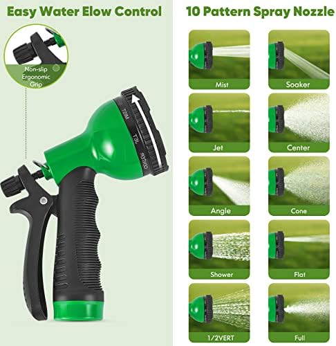 Unywarse Garden Hose 100FT Metal Water Hose with 10 Function Nozzle No-Kink - Image 6