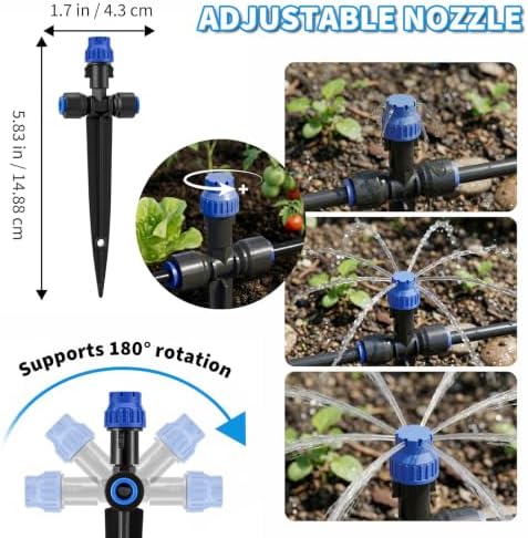 Drip Irrigation System 130FT with 10 Bendable Nozzles, 10 Misting Emitters, 10 8-Outlet Drip Emitters, 1/2 & 1/4 Inch Hoses – Garden Watering & Misting Kit for Yard, Lawn, Greenhouse - Image 5