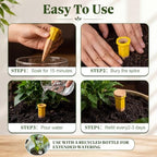 6 Pack Terracotta Watering Spikes with Lids and 3 Shovels Plant Watering Devices Wine Bottle Automatic Plant Slow Release Self Planting Stakes for 4”-6” Pots(3.94 x 1.18 x 1.18 Inches) - Image 3