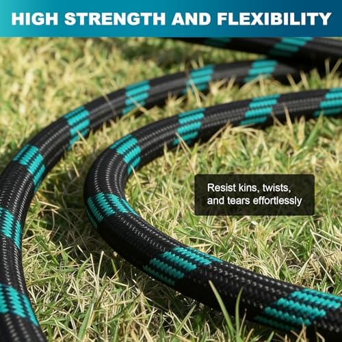 Garden Hose 50FT Non-Expandable Ultra Lightweight Water Hose & Super Flexible Hose with 10-Pattern Hose Nozzle High-Strength Special Cloth Cover with 3/4" Brass fitting for Lawn, Yard, Car Washing - Image 7
