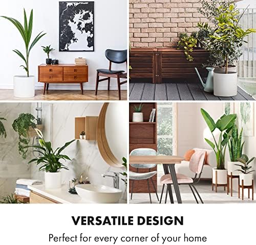 Fox & Fern Large Planter for Indoor or Outdoor, White Matte, 12 & 14.6 Inch - Image 3