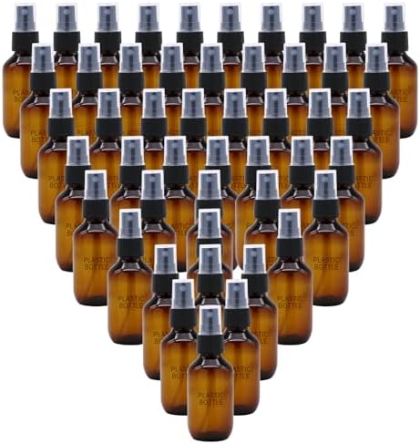 SYNTECSO 2oz Amber Plastic Spray Bottles, Fine Mist Water Bottle, 96 Pack by SYNTECSO