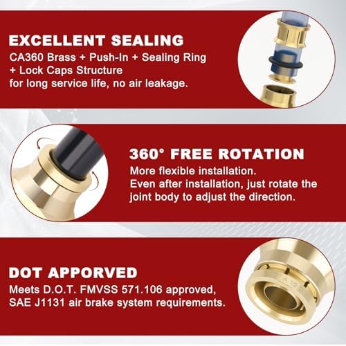 DOT Approved Male Straight Brass Union 1/2" Tube x 1/4" NPT, 10PCS - Image 4
