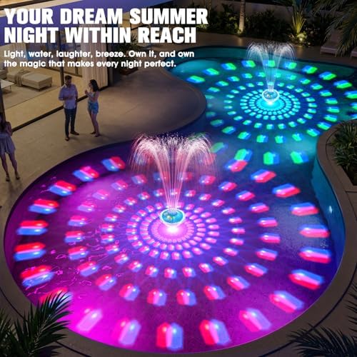 Upgraded Floating Pool Fountain with Light,Large Rechargeable Pool Fountain - Image 7