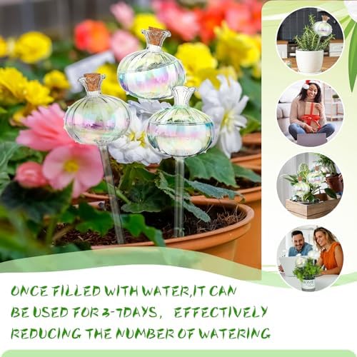 Yungyan 6 Pcs Glass Plant Watering Globes, Rainbow Color, 9.84 Inch - Image 2