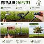 High-Flow Tree Irrigation System, 15FT 12mm Hose & 2Pcs 6.5FT Adjustable Nozzles, for Tree Roots & Canopies Irrigation, Leaf & Fruit Cleaning, Ideal for Fruit Trees & Ornamental Trees - Image 5