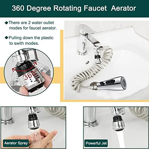 Kitchen Faucet Hose Attachment, Sink Sprayer Attachment with Sprayer Replacement Head, 79” Recoil Hose, Pressurized Faucet Aerator and Diverter Valve (5 Adapters) for Washing Fruit/Dishes, Pet Shower - Image 5