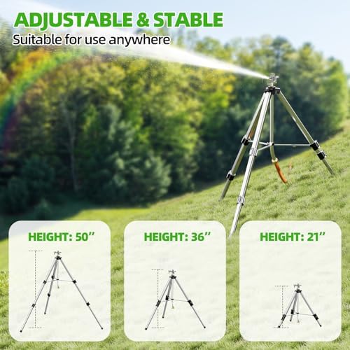 SPECILITE Hot/Cold 75 FT Water Hose & 50 in 360° Rotating Impact Sprinkler on Tripod Base, Heavy Duty Irrigation for Large Area, Yard, Lawn, Waters up to 90ft, Covering up to 6360sqft - Image 6