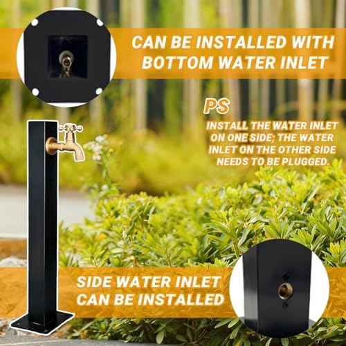 Outdoor Stainless Steel Anti-Freeze Water Hydrant Stand - Freestanding Hose Holder with Faucet for Irrigation - Durable Black Square Design, Perfect for Gardens and Landscapes - Image 5
