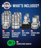 McKillans® 2025 Automatic M22-14mm Pressure Washer Quick Connect Kit - M22 to 3/8 Quick Connect Pressure Washer Fittings - Power Washer Accessories - Hose Adapter Set - 8-Piece Kit (Stainless Steel) - Image 5