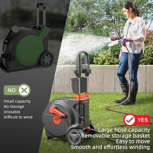 Hand-Crank Garden Hose Reel 1/2" x 130ft, Easy-to-Move Hose Reel Cart - Image 4