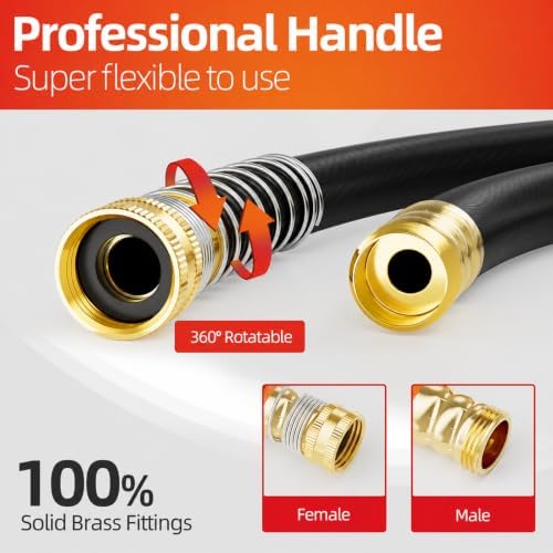 SPECILITE Garden Water Hose 50 ft x 3/4", Heavy Duty & Kink-less, Black - Image 6