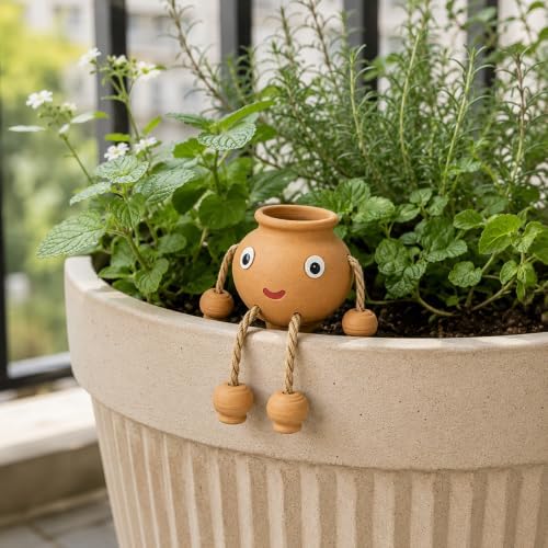 Ceramic Plant Watering Spike, Smiling Pot Character Slow-Release Water Dripper for Indoor Potted Plants, Houseplants and Home Garden, Terracotta Brown, 1 Pack (Small) - Image 6