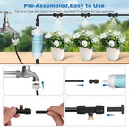 50ft/15M Misters for Outside Patio with Water Filter Misting Systems Pre-Assembled 15 Brass Mist Nozzles, Installation-Free Outdoor Misting Cooling System for Garden Waterpark Greenhouse - Image 3